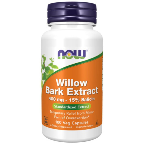 NOW - ЕКСТРАКТ ОТ КОРА ОТ ВЪРБА (WILLOW BARK EXTRACT) 400 мг - 100 веган капсули